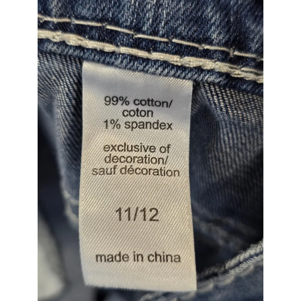 Maurices Womens Distressed Skinny Jeans Medium Wash Contrast Stitch Size 11/12